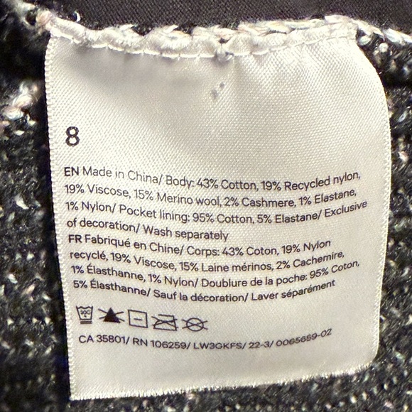 Lululemon Cotton-Cashmere Blend Sweater Wrap Powdered Clay/White/Lakeside Size 8 - Picture 7 of 15